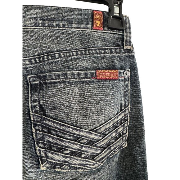 7 For All Mankind Dojo Flare Jeans Womens Size 25 Medium Wash Cotton Stretch Den - Picture 7 of 9